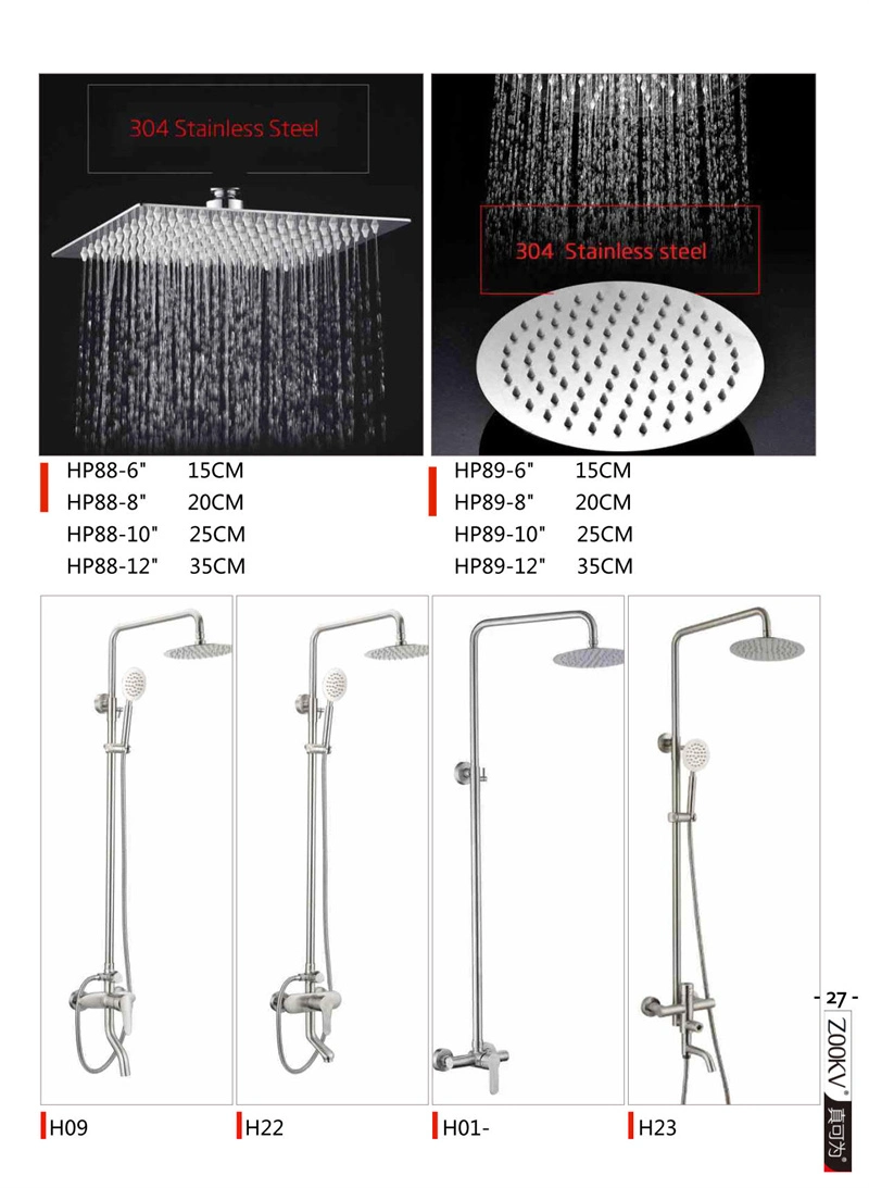 Outdoor Shower Fixtures SUS 304 Stainless Steel All Metal 4 Function Exposed Shower Faucet Set Brushed Nickel Shower system