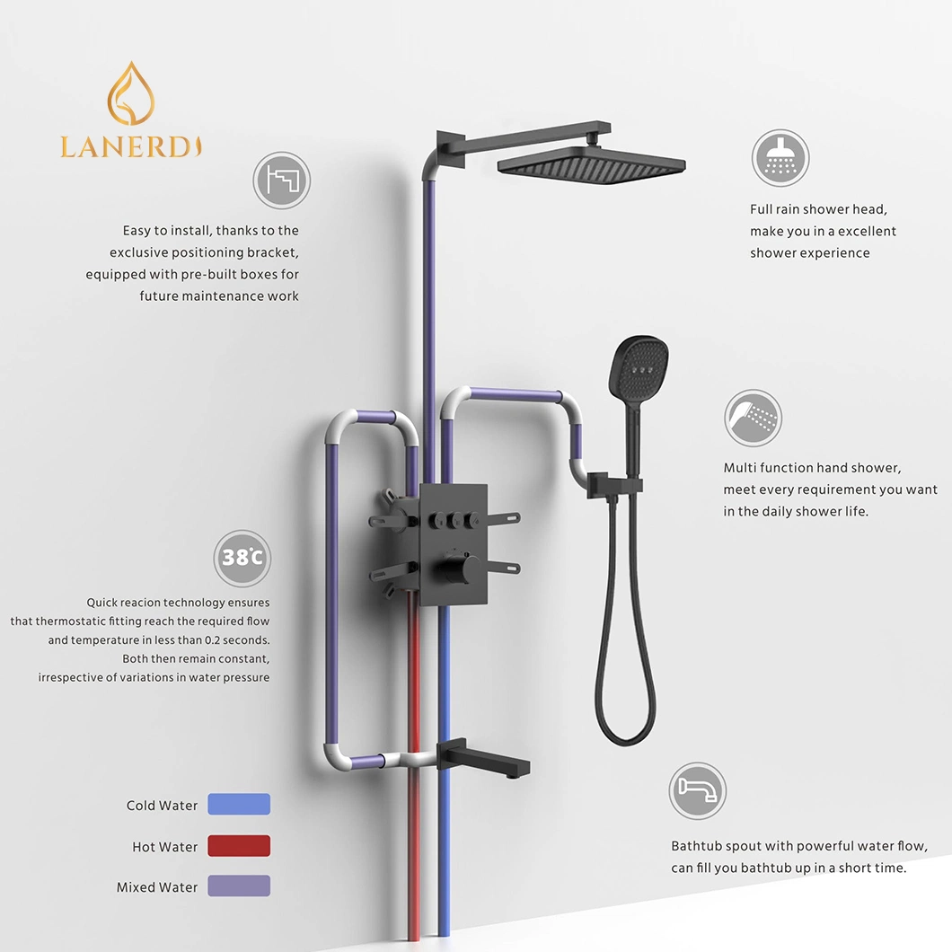 Matt Black Hot Tub Water Tap Robinet Shower System Faucet Tap Mixer Bathroom Faucet Rain Shower System
