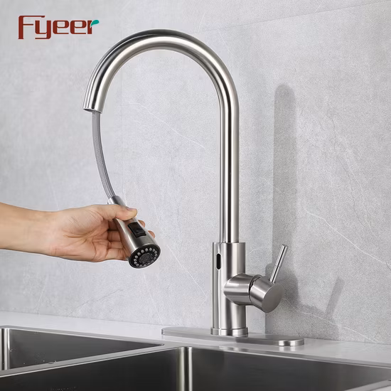 Fyeer Pull out Touchless Kitchen Sink Faucet Stainless Steel Automatic Sensor Mixer