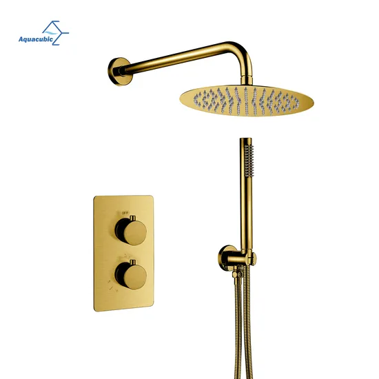 Luxury Wall Mounted Matte Black Thermostatic Complete Brass Shower System with Rough