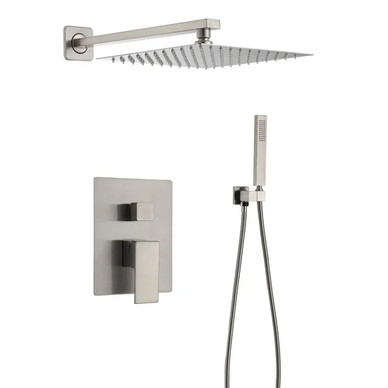 High Quality Nickle Brushed Shower Set Bathroom Hotel Hidden Concealed Shower System 